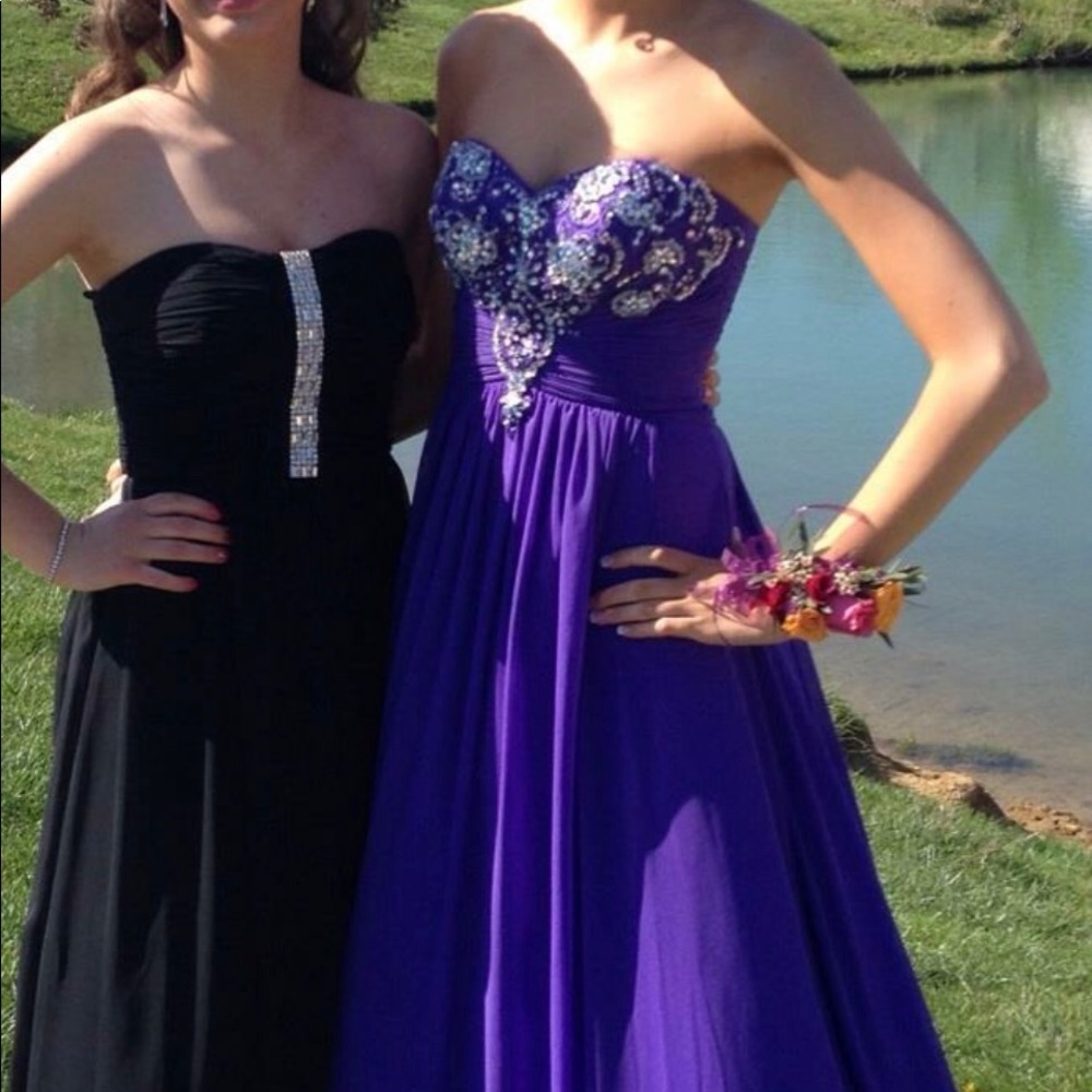 Purple sequins prom dress